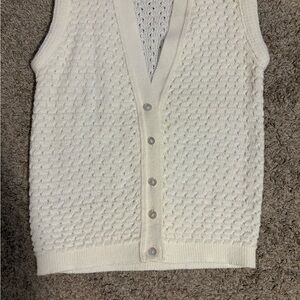 Vintage Cream Knit Button-Up Vest